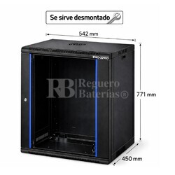 Armario Rack 16U 542x450 mm desmontado | Mural Phasak ECO PHO 2216-D